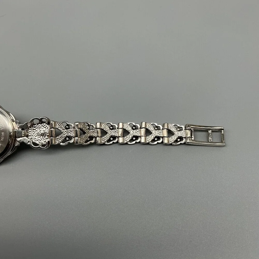 Alto Marcasite Womens Watch 24mm Silver Tone Dress Bracelet New Battery 7.25